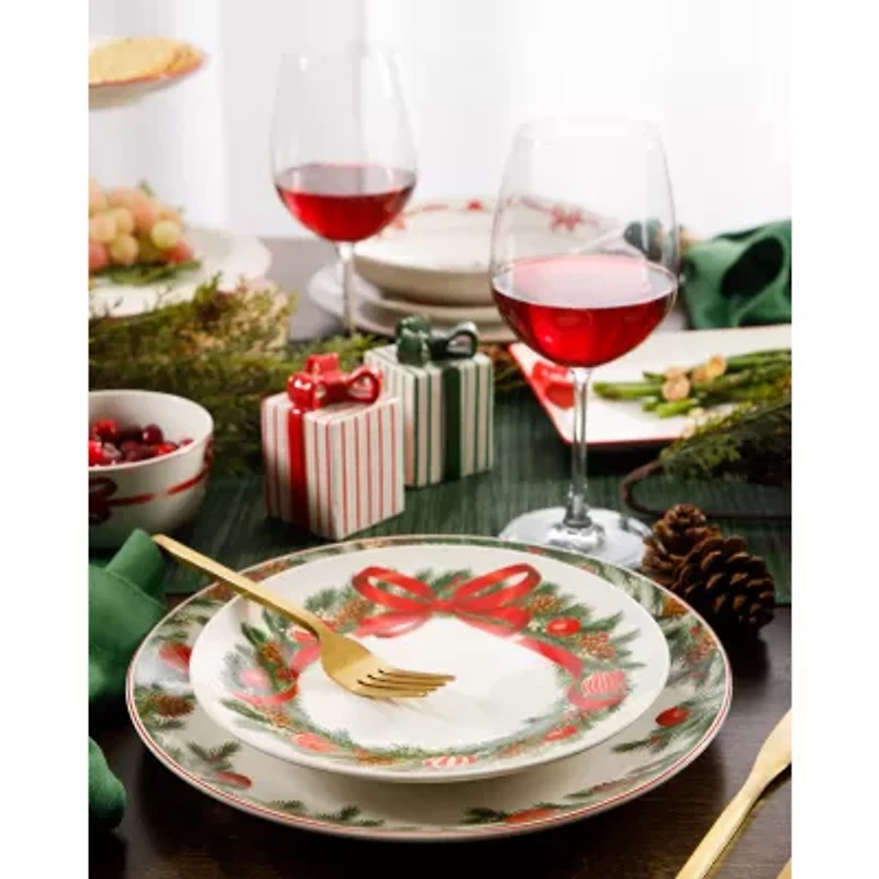 Martha Stewart Festive Bow 4-pc. Ceramic Dessert Plate