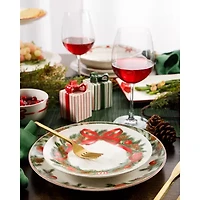 Martha Stewart Festive Bow 4-pc. Ceramic Dessert Plate