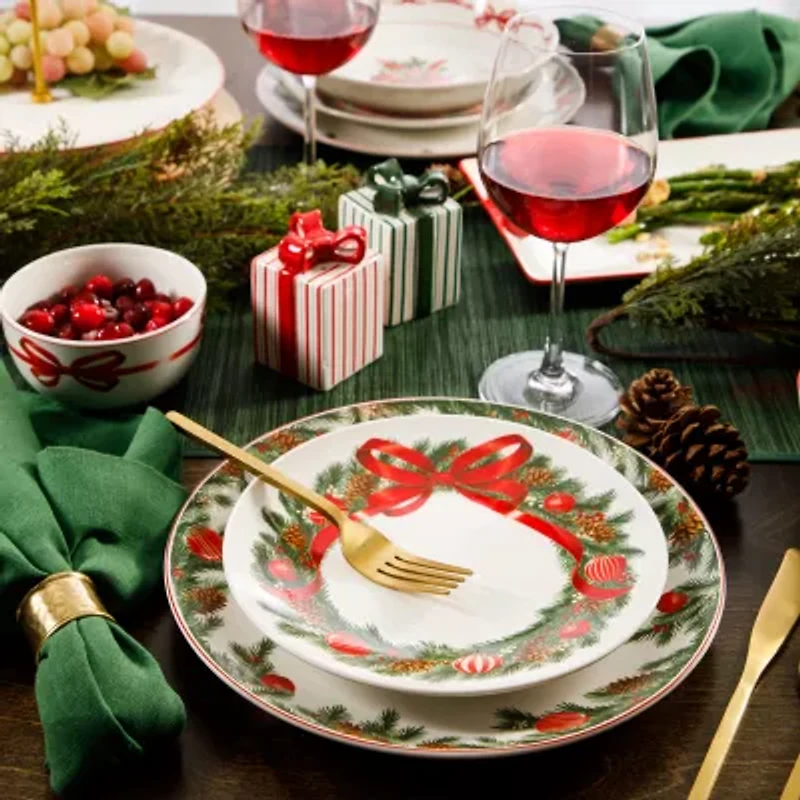 Martha Stewart Festive Bow 4-pc. Ceramic Dessert Plate