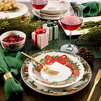 Martha Stewart Festive Bow 4-pc. Ceramic Dessert Plate