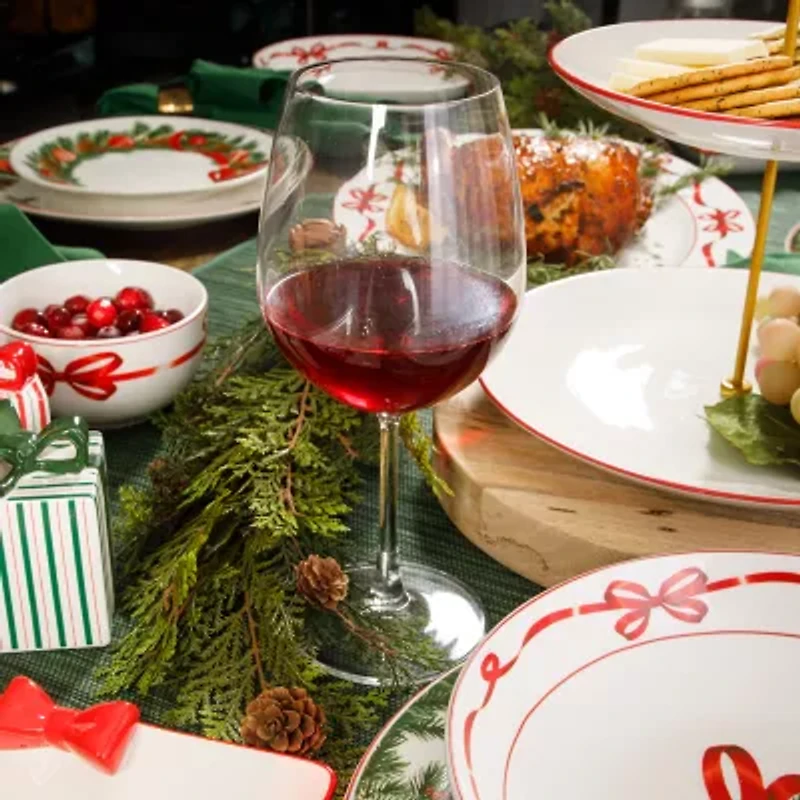 Martha Stewart Festive Bow 4-pc.Ceramic Dinner Bowl