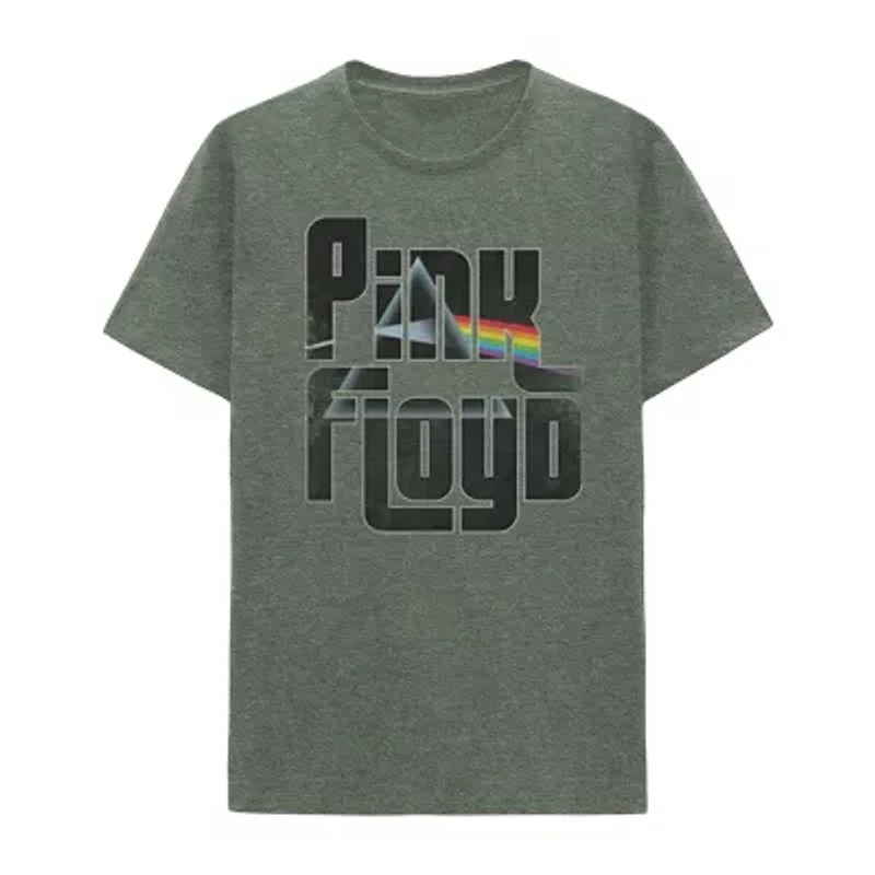 Mens Crew Neck Short Sleeve Regular Fit Pink Floyd Big and Tall Graphic T-Shirt