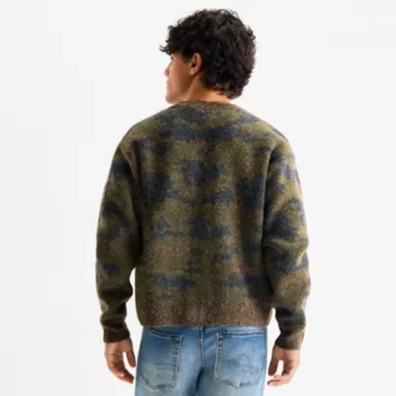 Arizona Mens V Neck Long Sleeve Button Camouflage Cardigan