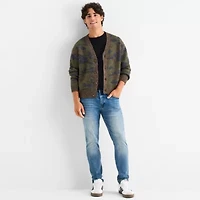 Arizona Mens V Neck Long Sleeve Button Camouflage Cardigan