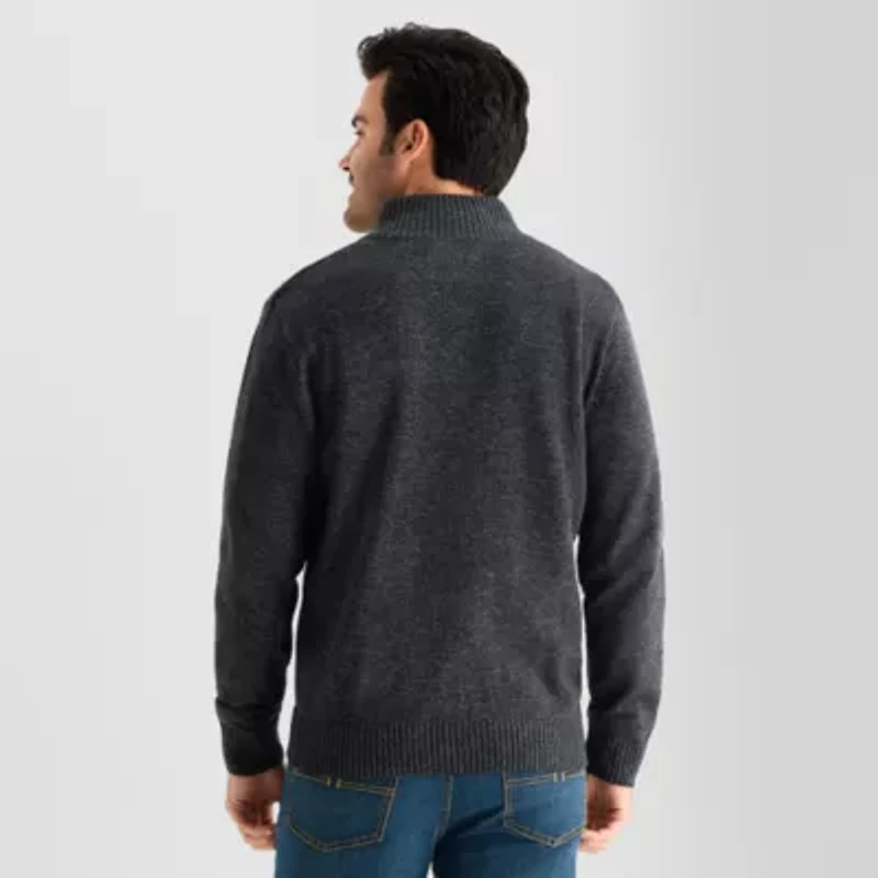 U.S. Polo Assn. Full Zip Mens Mock Neck Long Sleeve Zipper Cardigan