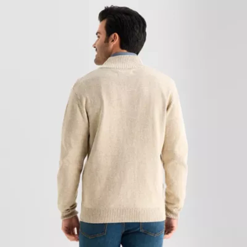 U.S. Polo Assn. Full Zip Mens Mock Neck Long Sleeve Zipper Cardigan