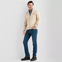 U.S. Polo Assn. Full Zip Mens Mock Neck Long Sleeve Zipper Cardigan