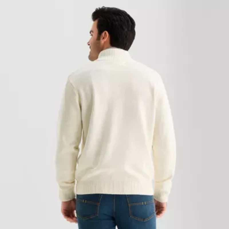 U.S. Polo Assn. Textured Mens Mock Neck Long Sleeve Quarter-Zip Pullover Sweater