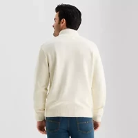 U.S. Polo Assn. Textured Mens Mock Neck Long Sleeve Quarter-Zip Pullover Sweater