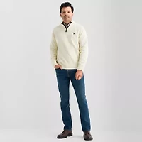 U.S. Polo Assn. Textured Mens Mock Neck Long Sleeve Quarter-Zip Pullover Sweater