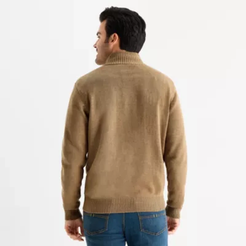 U.S. Polo Assn. Textured Mens Mock Neck Long Sleeve Quarter-Zip Pullover Sweater