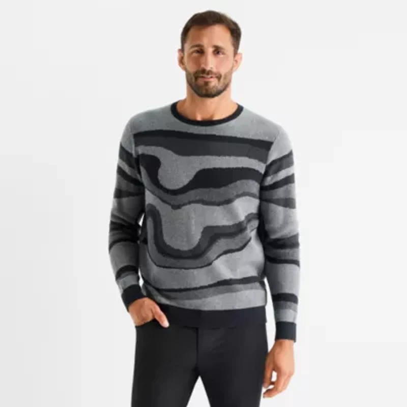 Stylus Mens Crew Neck Long Sleeve Pullover Sweater
