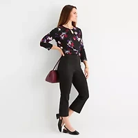 Liz Claiborne Lisa Womens Flare Mid Rise Classic Fit Tall Cropped Pant
