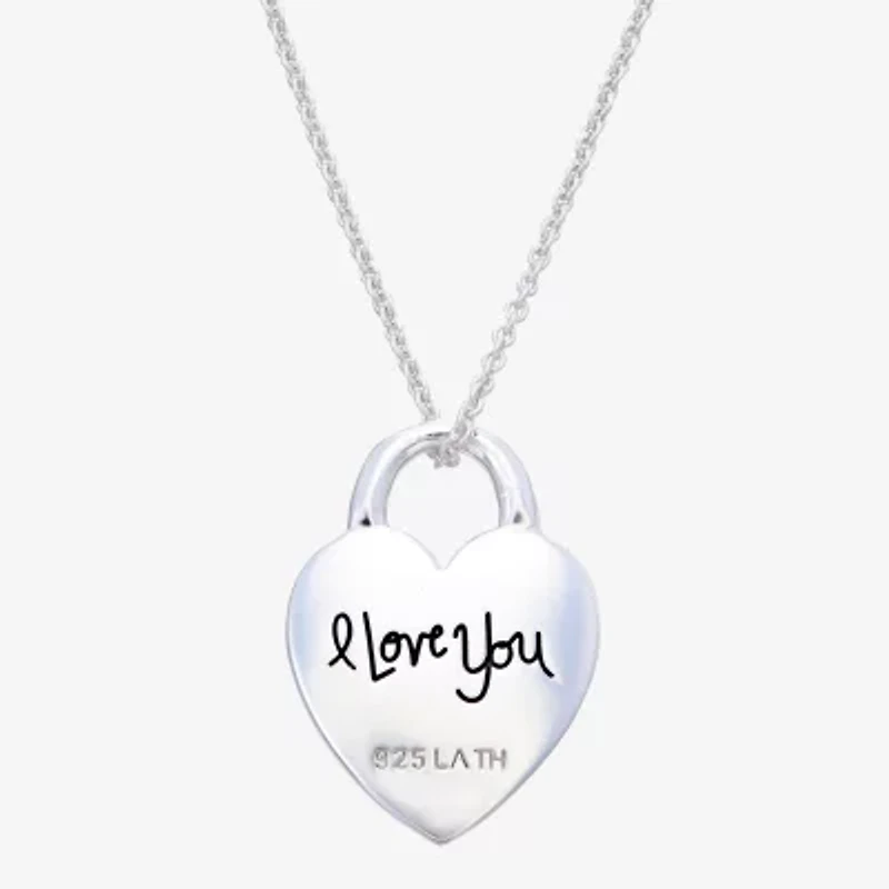 Footnotes Mom Sterling Silver 16 Inch Heart Pendant Necklace