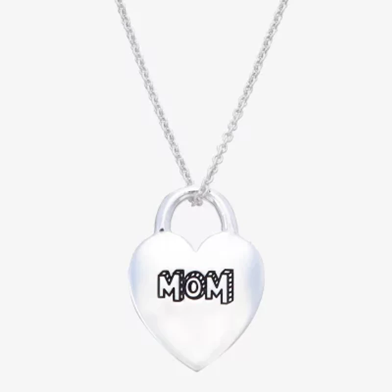 Footnotes Mom Sterling Silver 16 Inch Heart Pendant Necklace