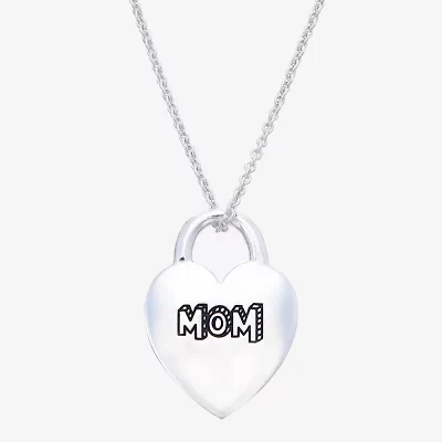 Footnotes Mom Sterling Silver 16 Inch Heart Pendant Necklace