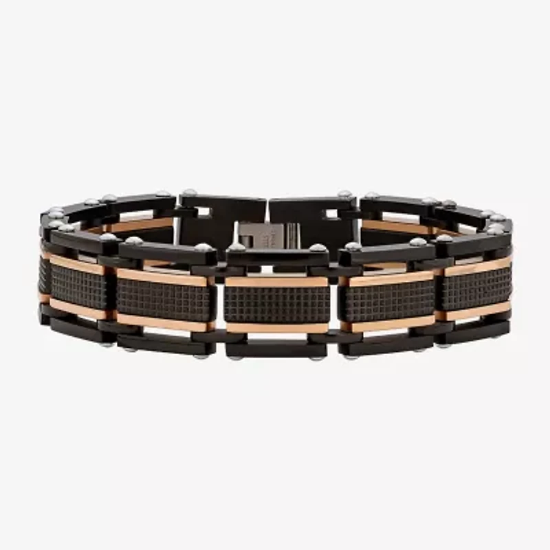 Mens Two-Tone Stainless Steel Chain Bracelet