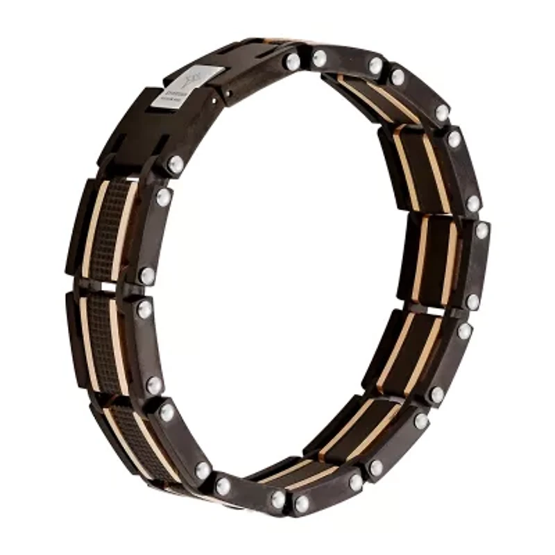 Mens Two-Tone Stainless Steel Chain Bracelet
