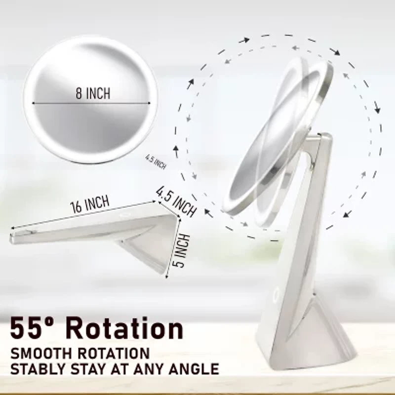 NuBrilliance Cordless 8'' Diameter 5X Rechargeable Magnification Mirror