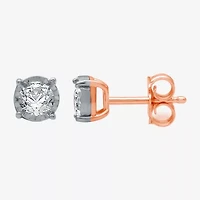 1/3 CT. T.W. Natural White Diamond 10K Rose Gold 5.3mm Round Stud Earrings