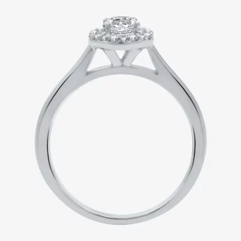 I Said Yes (H-I / I1) Womens 1 CT. T.W. Lab Grown White Diamond Sterling Silver Round Side Stone Halo Bridal Set