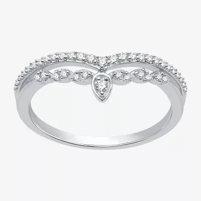 I Said Yes (H-I / I1) 1/5 CT. T.W. Lab Grown White Diamond Sterling Silver or 14K Gold Over Chevron Wedding Band