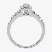I Said Yes (H-I / I1) Womens 1/2 CT. T.W. Lab Grown White Diamond Sterling Silver or 14K Gold Over Side Stone Halo Engagement Ring