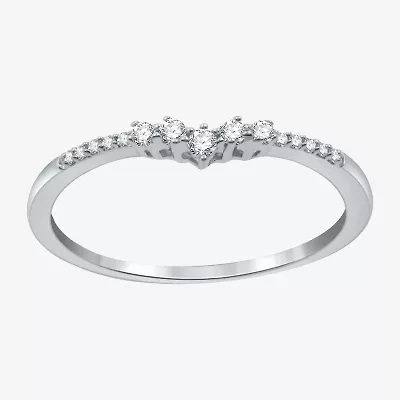 I Said Yes (H-I / I1) 1/10 CT. T.W. Lab Grown White Diamond Sterling Silver or 14K Gold Over Curved Chevron Wedding Band