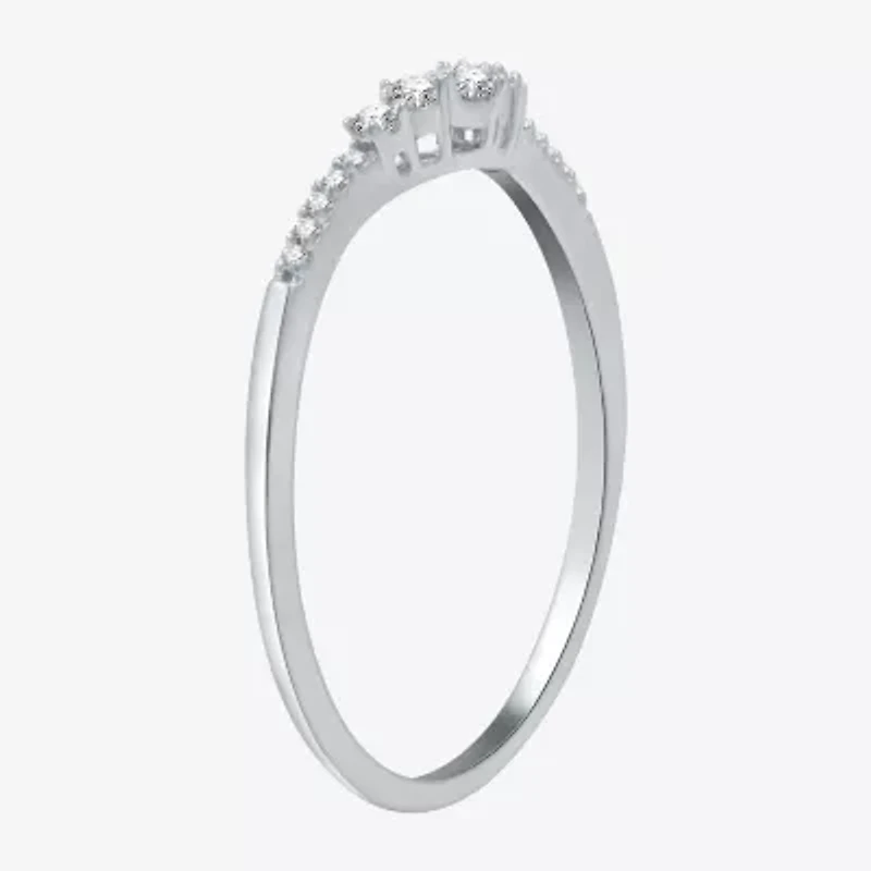 I Said Yes (H-I / I1) 1/10 CT. T.W. Lab Grown White Diamond Sterling Silver or 14K Gold Over Curved Chevron Wedding Band