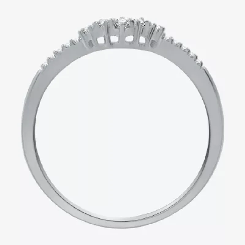 I Said Yes (H-I / I1) 1/10 CT. T.W. Lab Grown White Diamond Sterling Silver or 14K Gold Over Curved Chevron Wedding Band