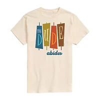 The Big Lebowski Dude Abides Mens Crew Neck Short Sleeve Regular Fit Graphic T-Shirt
