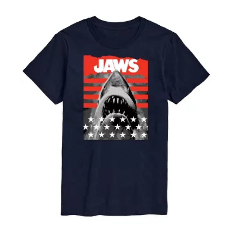 Jaws Mens Crew Neck Short Sleeve Regular Fit Graphic T-Shirt
