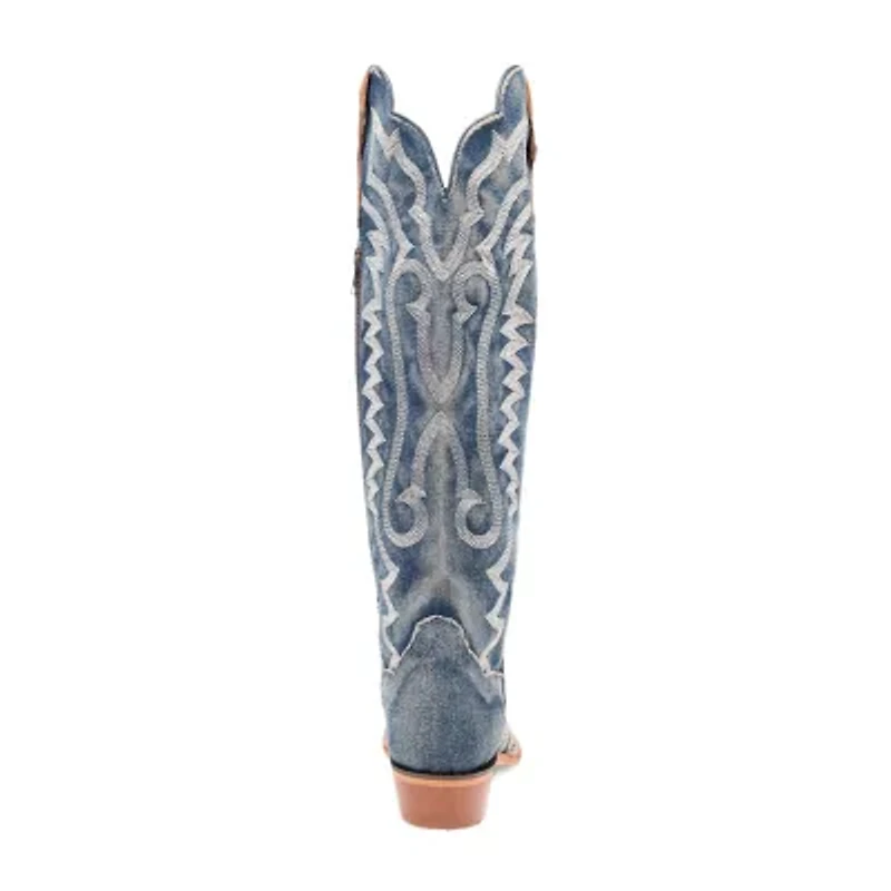 Dan Post Womens Denim Darlin' Stacked Heel Cowboy Boots