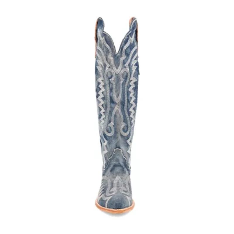 Dan Post Womens Denim Darlin' Stacked Heel Cowboy Boots