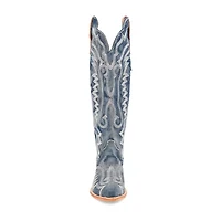Dan Post Womens Denim Darlin' Stacked Heel Cowboy Boots