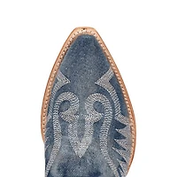 Dan Post Womens Denim Darlin' Stacked Heel Cowboy Boots