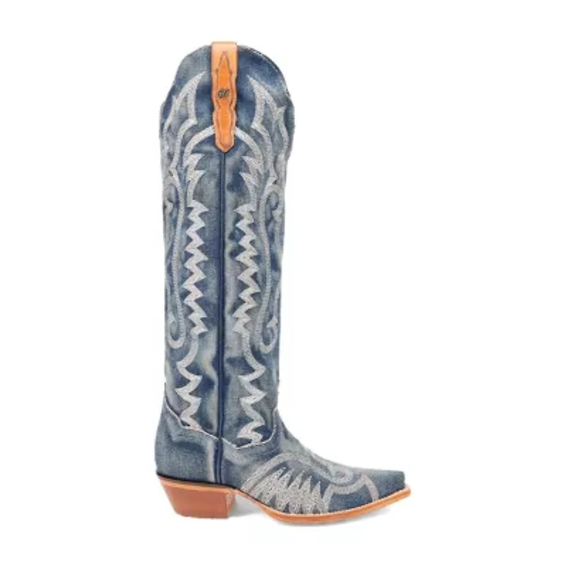 Dan Post Womens Denim Darlin' Stacked Heel Cowboy Boots