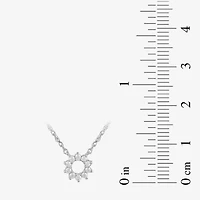 Womens 1/10 CT. T.W. Lab Grown White Diamond 10K Gold Circle Sunburst 18 Inch Pendant Necklace