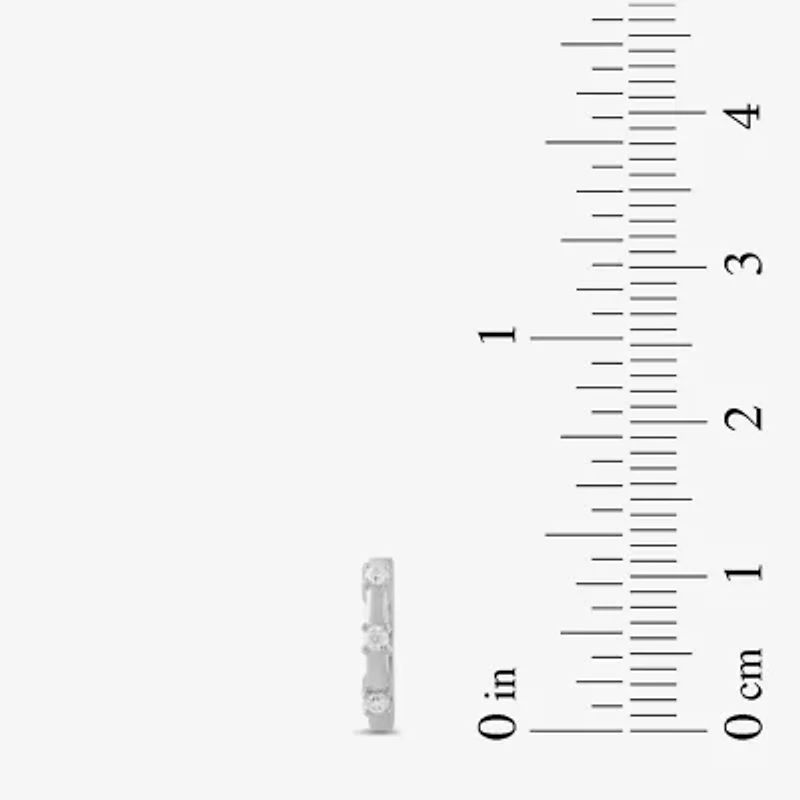 Womens Diamond Accent Lab Grown White 10K Gold 10.4mm Hoop Earrings