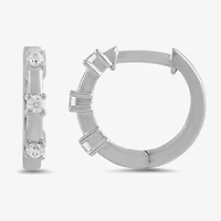 Womens Diamond Accent Lab Grown White 10K Gold 10.4mm Hoop Earrings