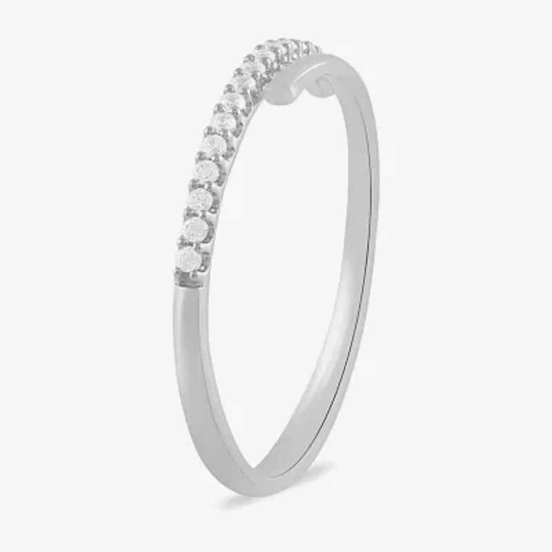 Womens 1/10 CT. T.W. Lab Grown White Diamond 10K Gold Delicate Band