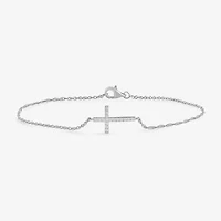 1/10 Ct. T.W. Sideways Cross Womens 10K Gold 7.25 Inch Rope Chain Bracelet