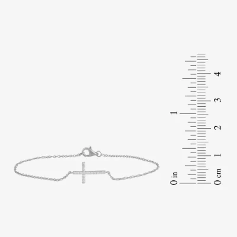 1/10 Ct. T.W. Sideways Cross Womens 10K Gold 7.25 Inch Rope Chain Bracelet