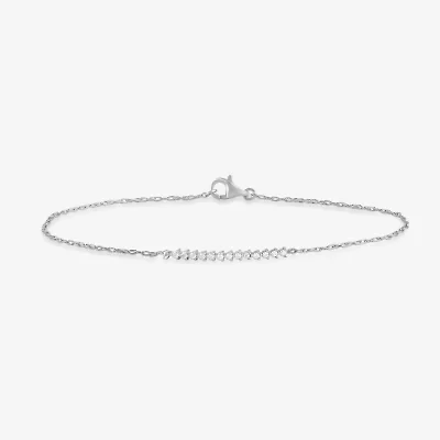 Womens 10K Gold 7.25 Inch Rope Bar Chain Bracelet