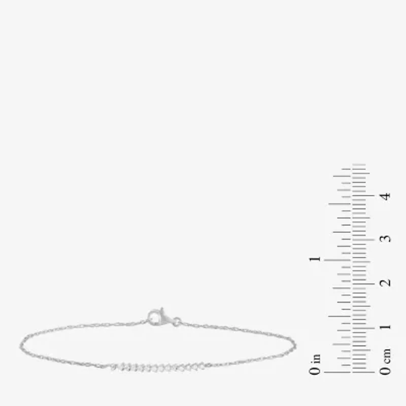 Womens 10K Gold 7.25 Inch Rope Bar Chain Bracelet