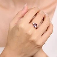 Womens Genuine Semi Precious Stone Sterling Silver Oval 3-Stone Cocktail Ring