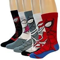 Mens 5 Pair Spiderman Crew Socks