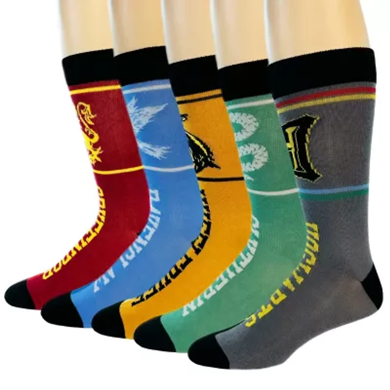 Mens 5 Pair Harry Potter Crew Socks