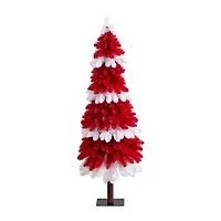 Nearly Natural Pre-Lit Artificial Peppermint 150 Microdot Led Lights 5 Foot Pre-Lit Fir Christmas Tree