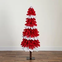 Nearly Natural Pre-Lit Artificial Peppermint 150 Microdot Led Lights 5 Foot Pre-Lit Fir Christmas Tree